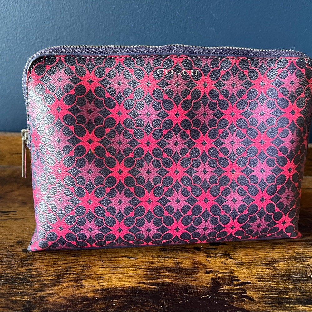 Coach Pink and Blue Makeup Bag